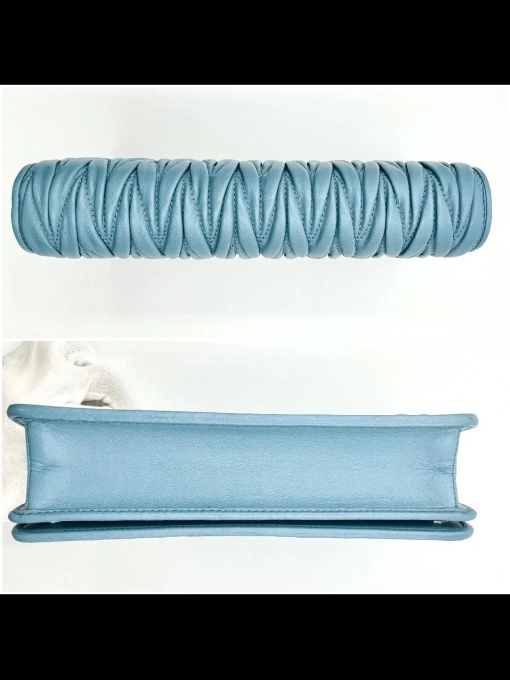 Miu Miu Light Blue Quilted Shoulder Bag with Tassel